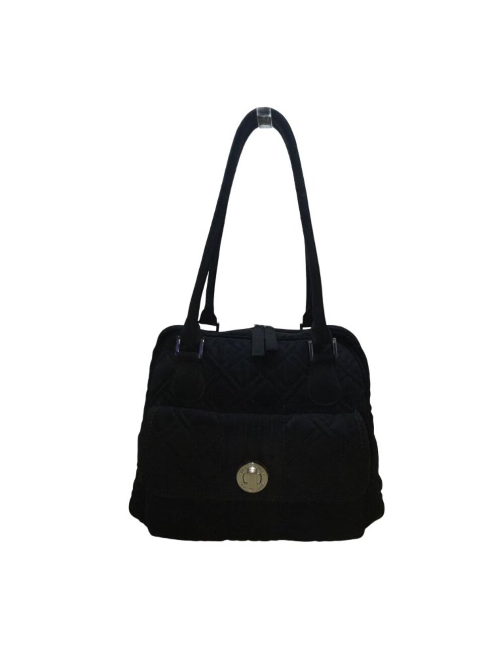Vera Bradley Women’s Black Quilted Fabric Turn Lock Closure Shoulder Bag